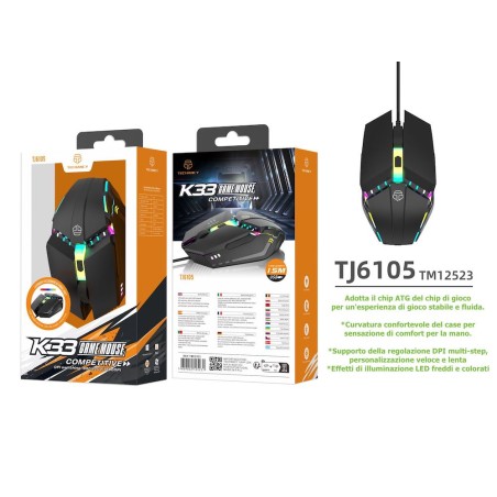 MOUSE DA GAMING LED COMPETITIVE K33 DPI REGOLABILE