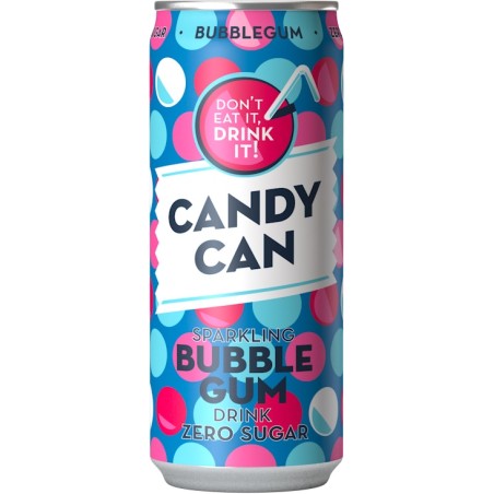 CANDY CAN BUBBLE GUM ZERO SUGAR - BEVANDA FRIZZANTE AL GUSTO DI BUBBLE GUM 330 ML