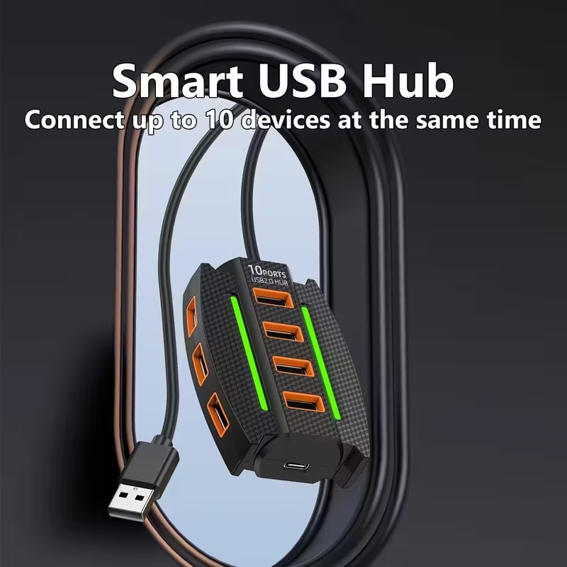 HUB USB 2.0 A 10 PORTE PLUG & PLAY