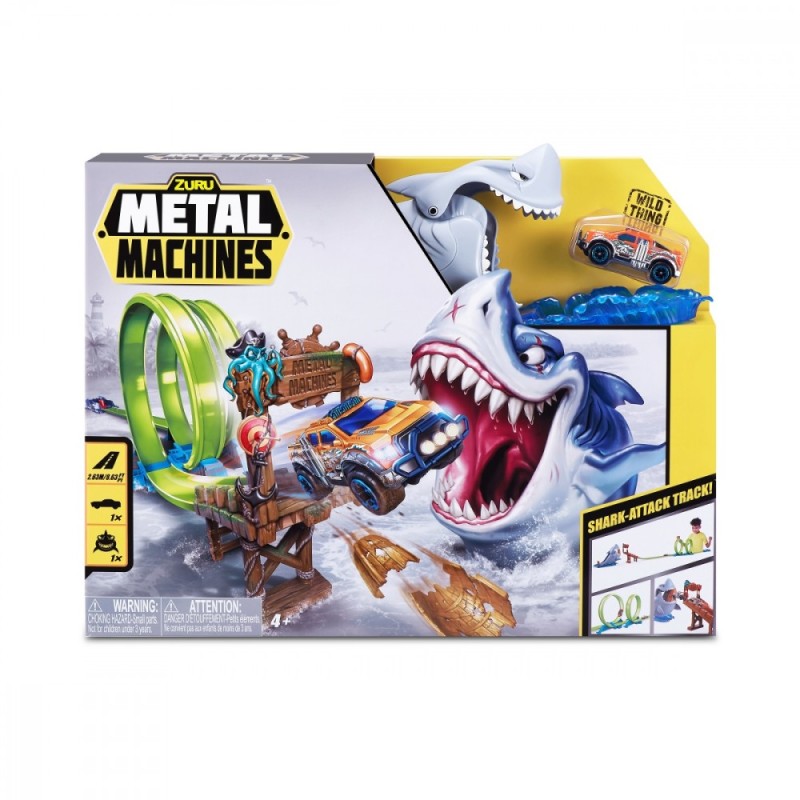 ZURU METAL MACHINES – SHARK ATTACK TRACK GIOCATTOLO PISTA + AUTO + SQUALO