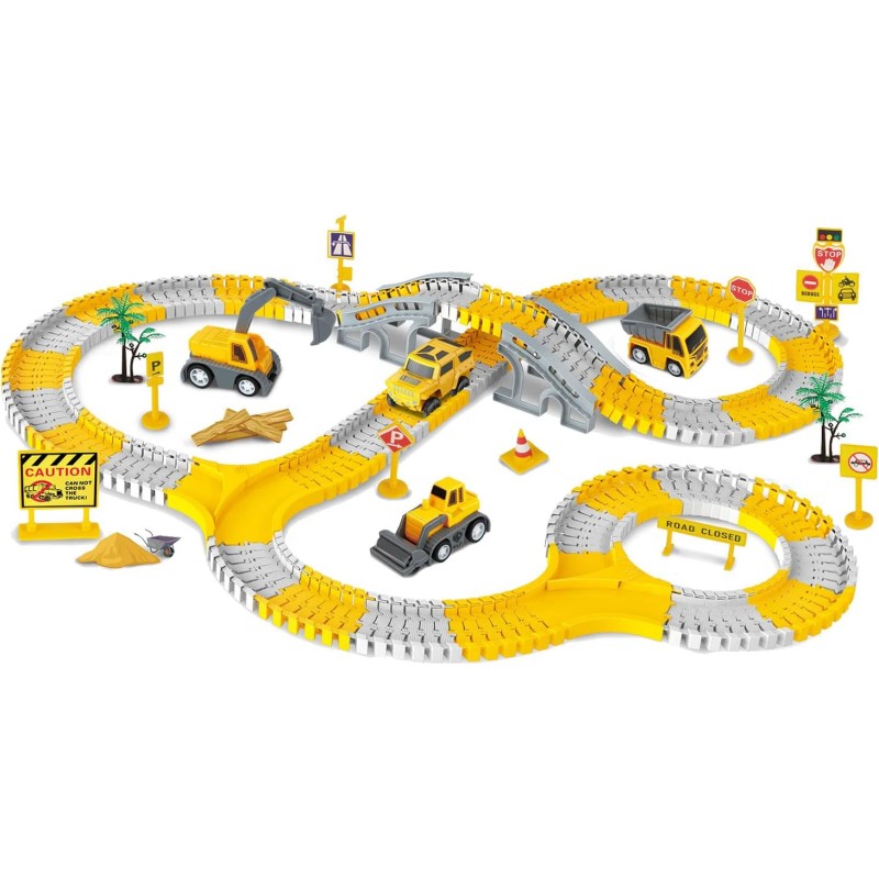 FLEXIBLE CONSTRUCTION CAR TRACK PLAYSET PISTA CON VEICOLI DA 255 PEZZI - PLAYSET 26539