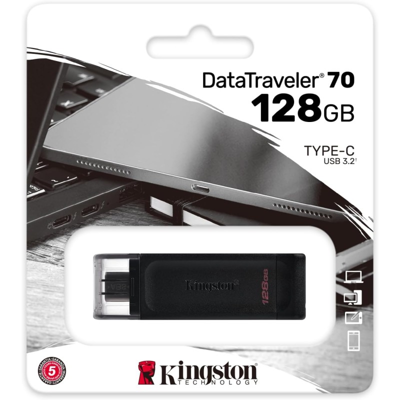 PENDRIVE DA 128 GB KINGSTON PENNINO TYPE-C DATATRAVELER DT70 PENDRIVE USB 3.2 GEN 1