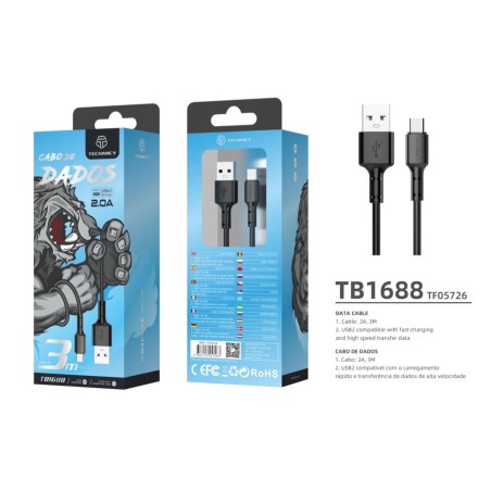 CAVO DI RICARICA DA USB A TYPE-C DA 3 METRI PER CONTROLLER PS5/SWITCH