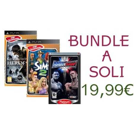 BUNDLE 3 GIOCHI NUOVI PER PSP - SMACKDOWN VS RAW 2006 + MEDAL OF HONOR HEROES 2 + THE SIMS 2