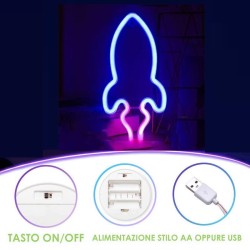 LAMPADA AL NEON RAZZO - ACCENSIONE TRAMITE USB OPPURE BATTERIE STILO AA