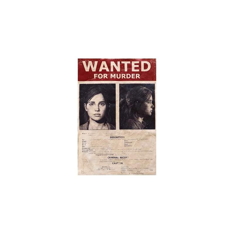 POSTER WANTED ELLIE DI THE LAST OF US 30x42 CM